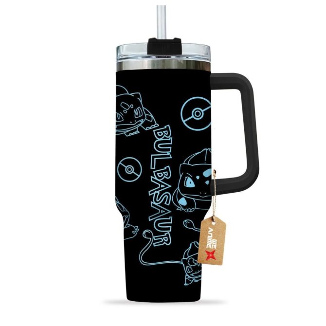 Bulbasaur Pokemon Anime Custom Stanley Quencher 40Oz Stainless Steel Tumbler - Image 3
