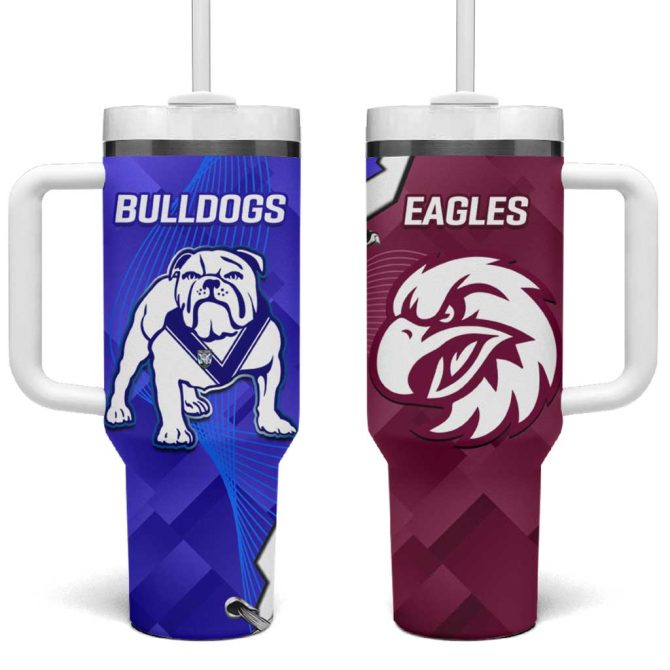 Bulldogs And Eagles Rugby Dynamic Style Custom Stanley Quencher 40Oz Stainless Steel Tumbler With Handle - Image 2
