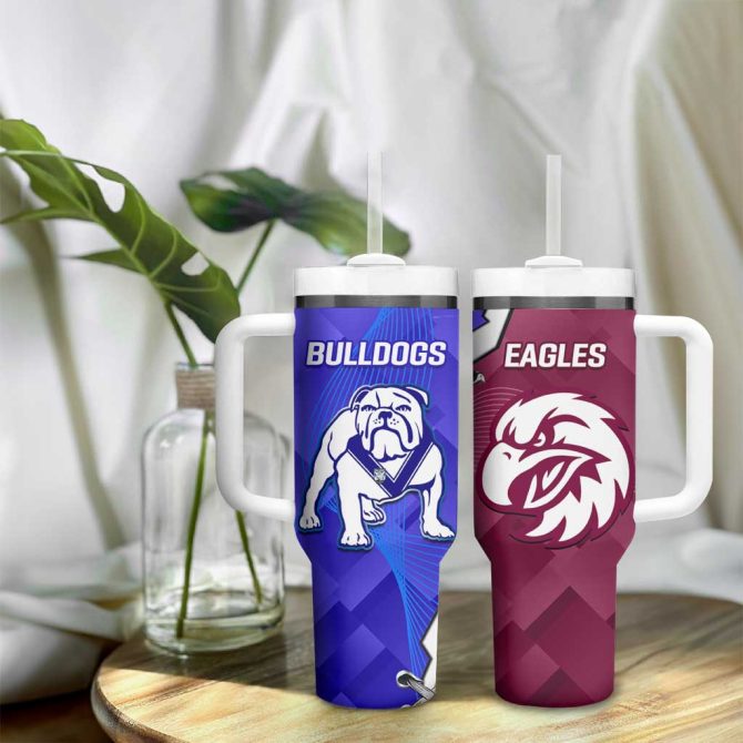 Bulldogs And Eagles Rugby Dynamic Style Custom Stanley Quencher 40Oz Stainless Steel Tumbler With Handle - Image 9