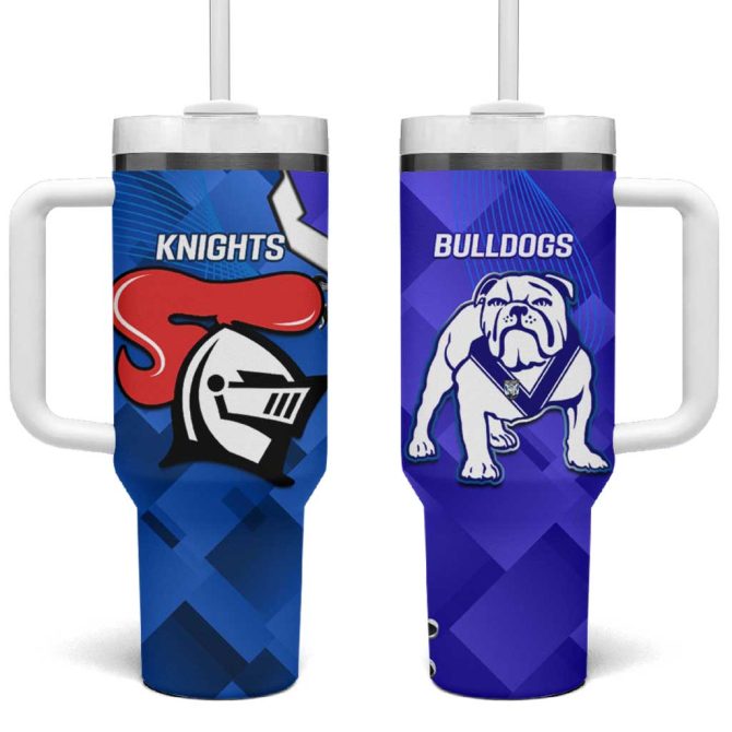 Bulldogs And Knights Rugby 2025 Dynamic Style Custom Stanley Quencher 40Oz Stainless Steel Tumbler With Handle - Image 2