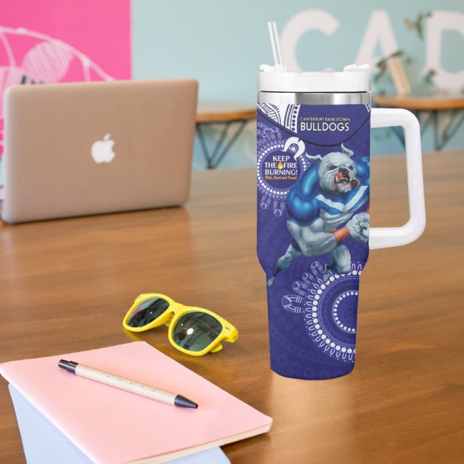Bulldogs Naidoc Week Nrl Custom Stanley Quencher 40Oz Stainless Steel Tumbler - Image 6