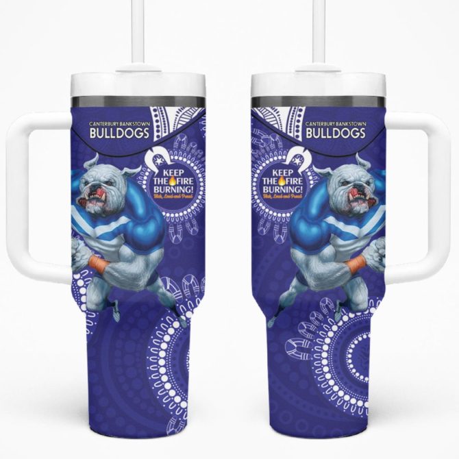 Bulldogs Naidoc Week Nrl Custom Stanley Quencher 40Oz Stainless Steel Tumbler