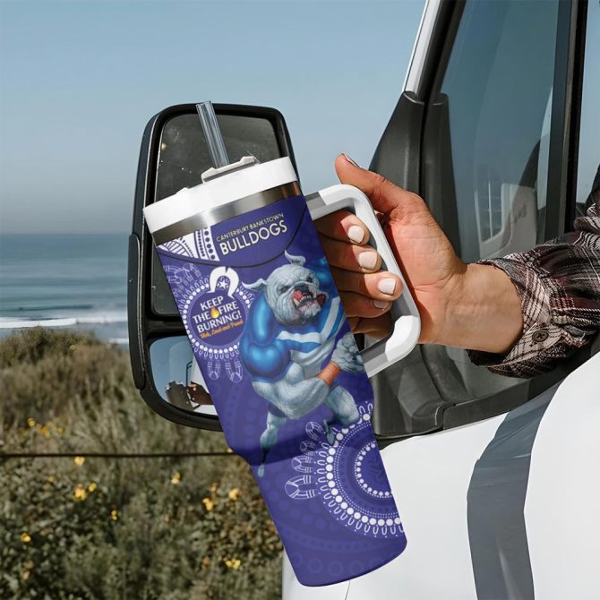 Bulldogs Naidoc Week Nrl Custom Stanley Quencher 40Oz Stainless Steel Tumbler - Image 8