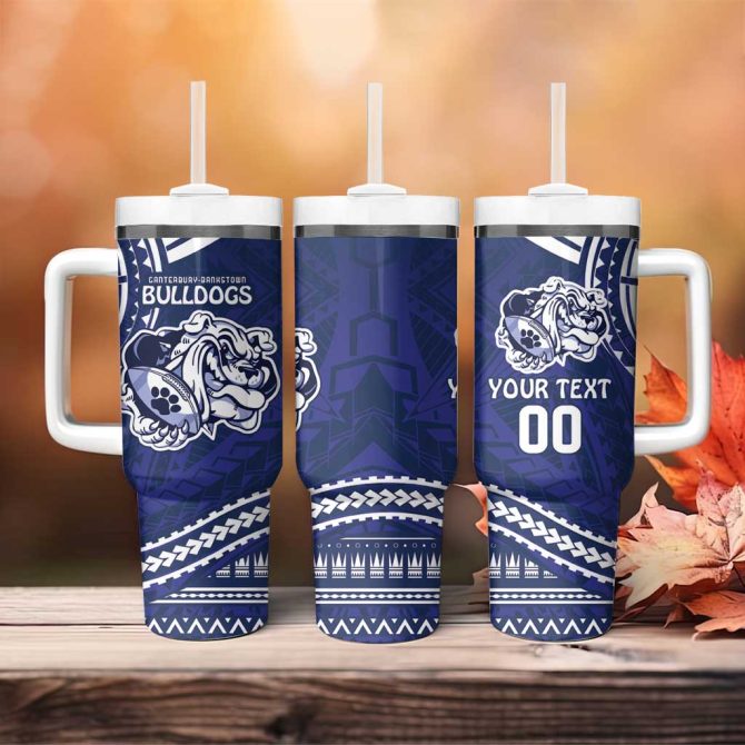Bulldogs Rugby Go Berries With Polynesian Style Custom Stanley Quencher 40Oz Stainless Steel Tumbler With Handle