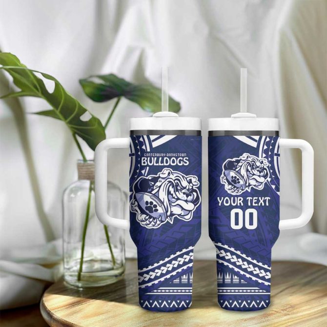 Bulldogs Rugby Go Berries With Polynesian Style Custom Stanley Quencher 40Oz Stainless Steel Tumbler With Handle - Image 9
