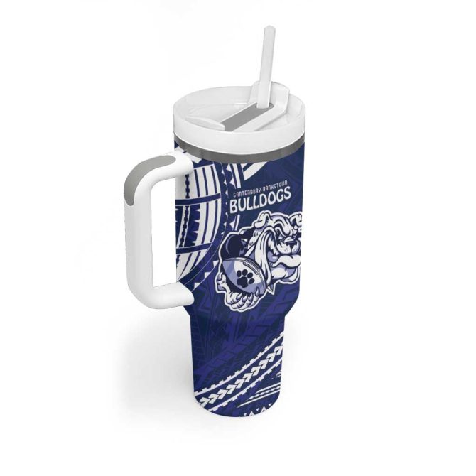 Bulldogs Rugby Go Berries With Polynesian Style Custom Stanley Quencher 40Oz Stainless Steel Tumbler With Handle - Image 3