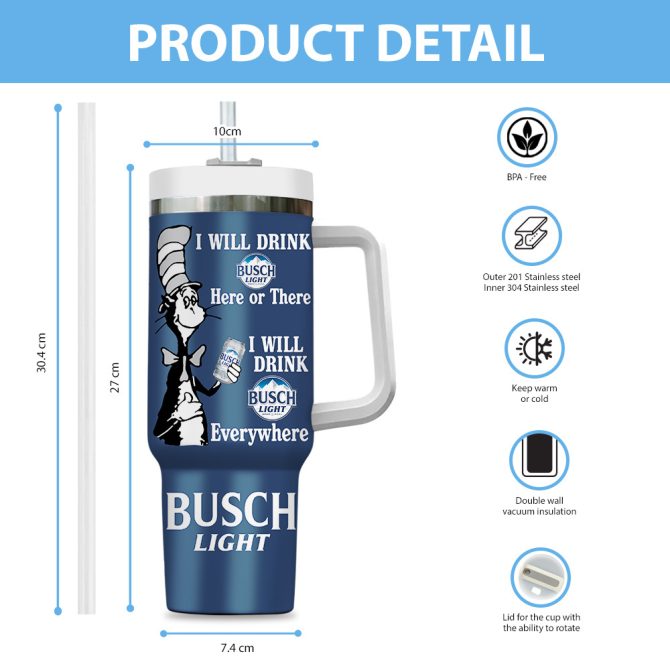 Busch Light Drinks Custom Stanley Quencher 40Oz Stainless Steel Tumbler - Image 5