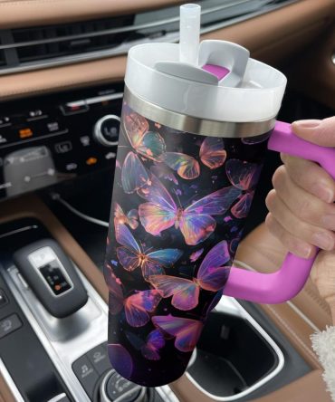 Butterflies Custom Stanley Quencher 40Oz Stainless Steel Tumbler With Handle