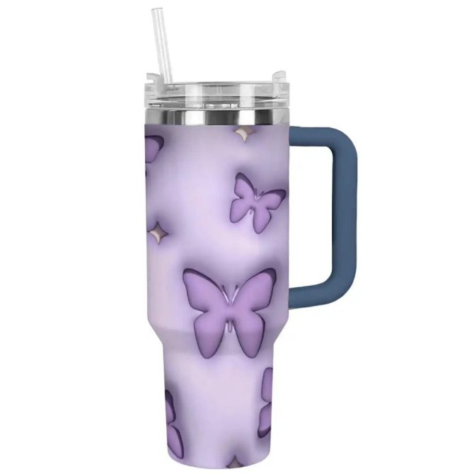 Butterflies Custom Stanley Quencher 40Oz Stainless Steel Tumbler With Handle - Image 9