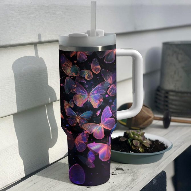 Butterflies Custom Stanley Quencher 40Oz Stainless Steel Tumbler With Handle - Image 10