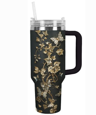 Butterflies Custom Stanley Quencher 40Oz Stainless Steel Tumbler With Handle
