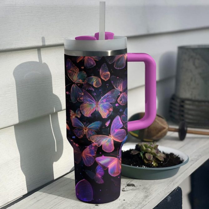 Butterflies Custom Stanley Quencher 40Oz Stainless Steel Tumbler With Handle - Image 8