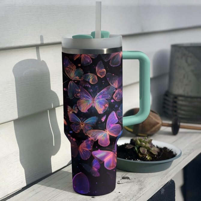 Butterflies Custom Stanley Quencher 40Oz Stainless Steel Tumbler With Handle - Image 7