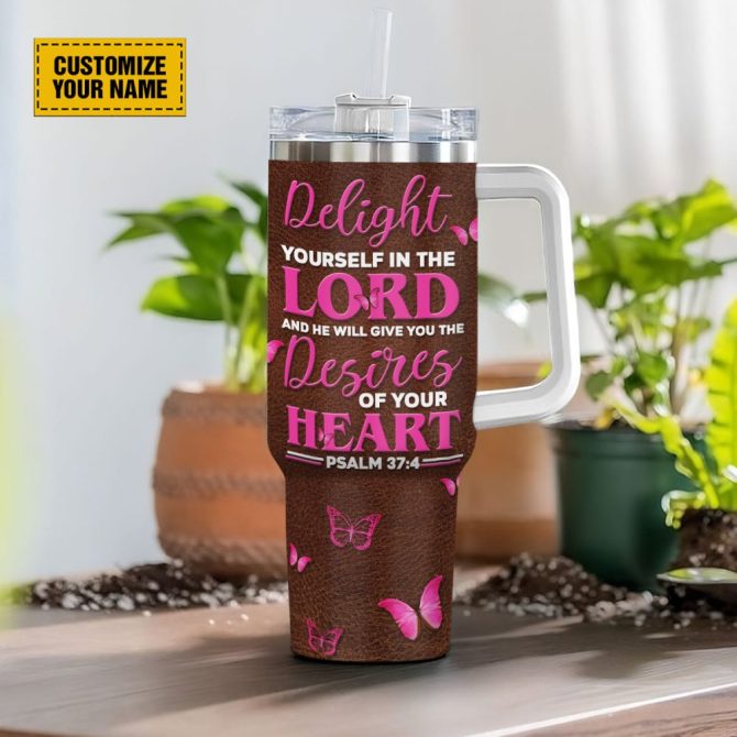 Butterflies Pink Faith Custom Stanley Quencher 40Oz Stainless Steel Tumbler With Handle - Image 3