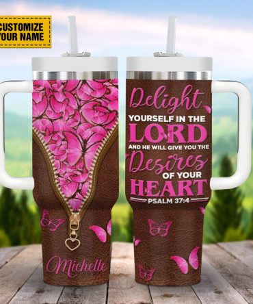 Butterflies Pink Faith Custom Stanley Quencher 40Oz Stainless Steel Tumbler With Handle
