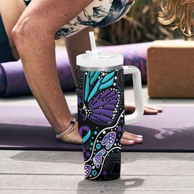 Butterfly Australia Indigenous Custom Stanley Quencher 40Oz Stainless Steel Tumbler - Image 6