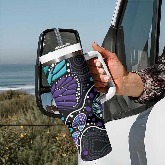 Butterfly Australia Indigenous Custom Stanley Quencher 40Oz Stainless Steel Tumbler - Image 7