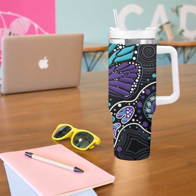 Butterfly Australia Indigenous Custom Stanley Quencher 40Oz Stainless Steel Tumbler - Image 5
