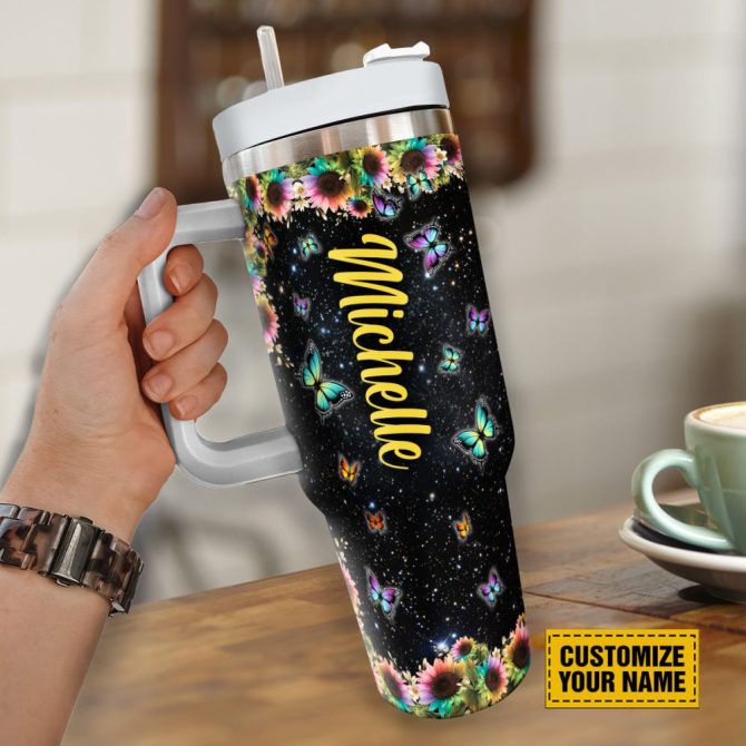 Butterfly Colorful Faith Custom Stanley Quencher 40Oz Stainless Steel Tumbler With Handle - Image 5