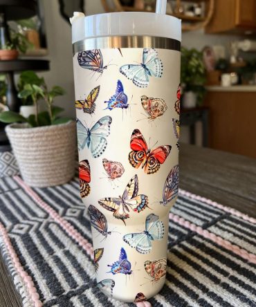 Butterfly Custom Stanley Quencher 40Oz Stainless Steel Tumbler