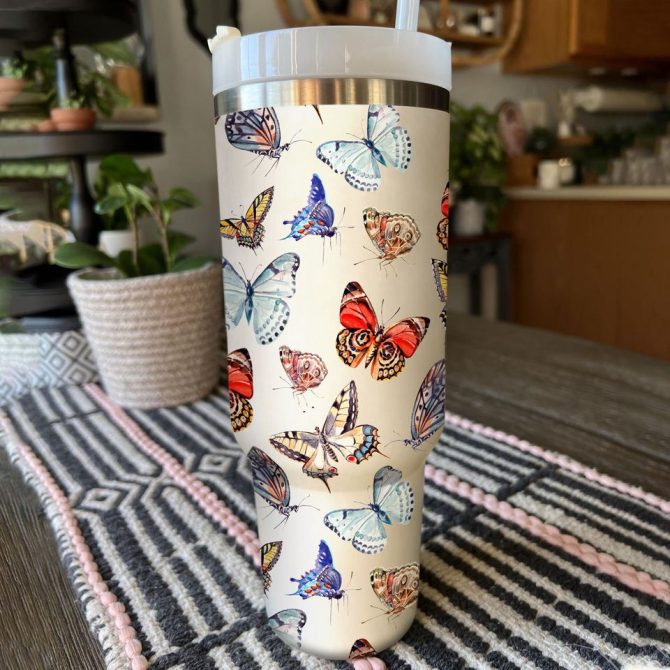 Butterfly Custom Stanley Quencher 40Oz Stainless Steel Tumbler