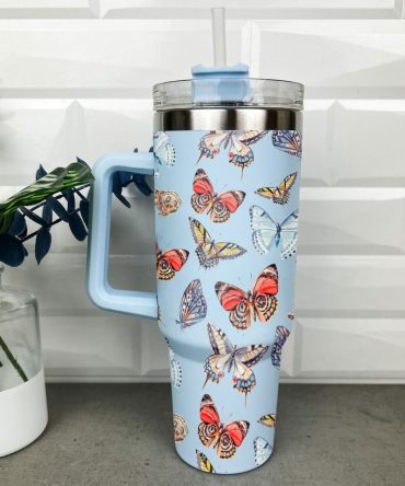 Butterfly Custom Stanley Quencher 40Oz Stainless Steel Tumbler