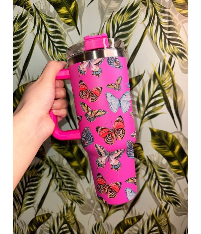 Butterfly Custom Stanley Quencher 40Oz Stainless Steel Tumbler