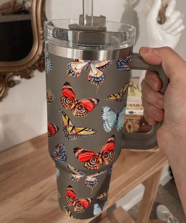 Butterfly Custom Stanley Quencher 40Oz Stainless Steel Tumbler