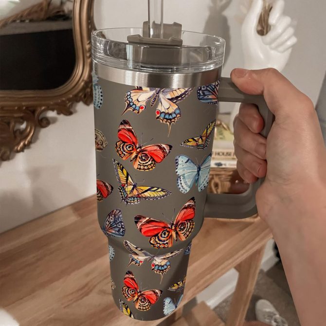 Butterfly Custom Stanley Quencher 40Oz Stainless Steel Tumbler