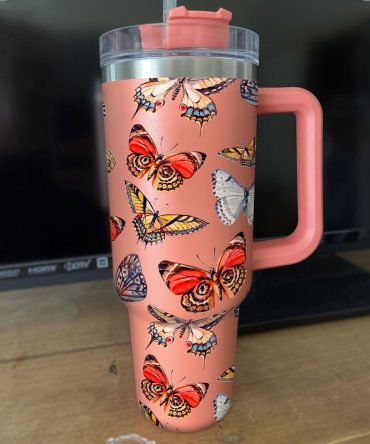 Butterfly Custom Stanley Quencher 40Oz Stainless Steel Tumbler
