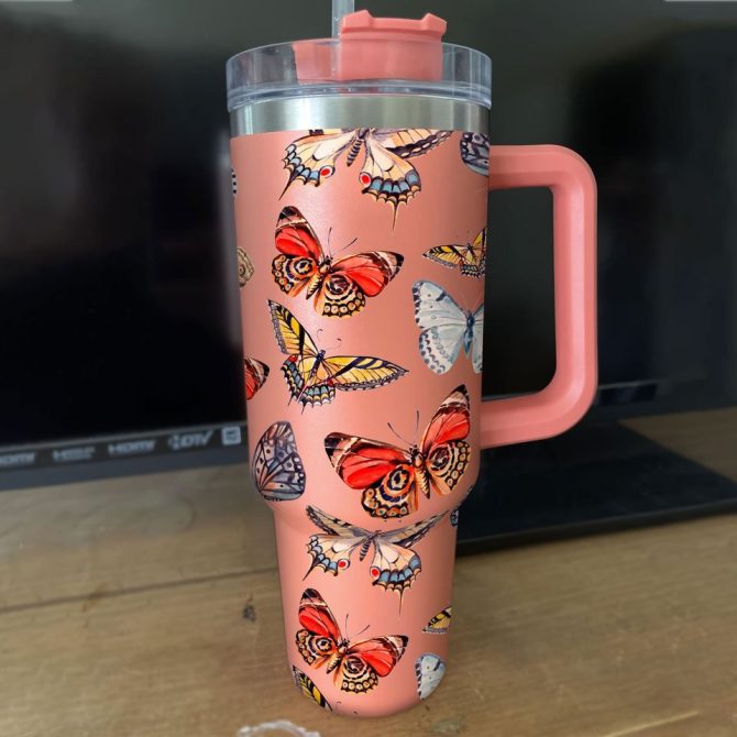Butterfly Custom Stanley Quencher 40Oz Stainless Steel Tumbler