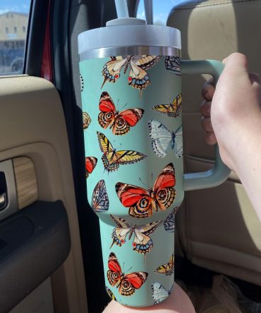 Butterfly Custom Stanley Quencher 40Oz Stainless Steel Tumbler
