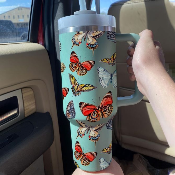 Butterfly Custom Stanley Quencher 40Oz Stainless Steel Tumbler