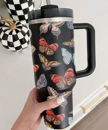 Butterfly Custom Stanley Quencher 40Oz Stainless Steel Tumbler