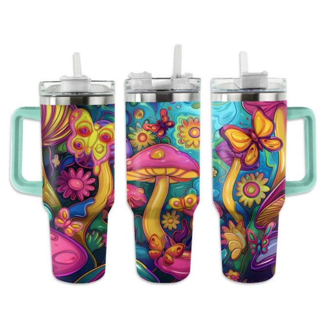 Butterfly Custom Stanley Quencher 40Oz Stainless Steel Tumbler With Handle