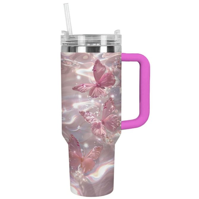 Butterfly Custom Stanley Quencher 40Oz Stainless Steel Tumbler With Handle - Image 9