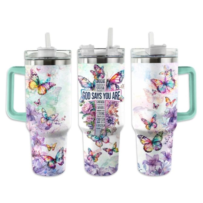 Butterfly Custom Stanley Quencher 40Oz Stainless Steel Tumbler With Handle - Image 9