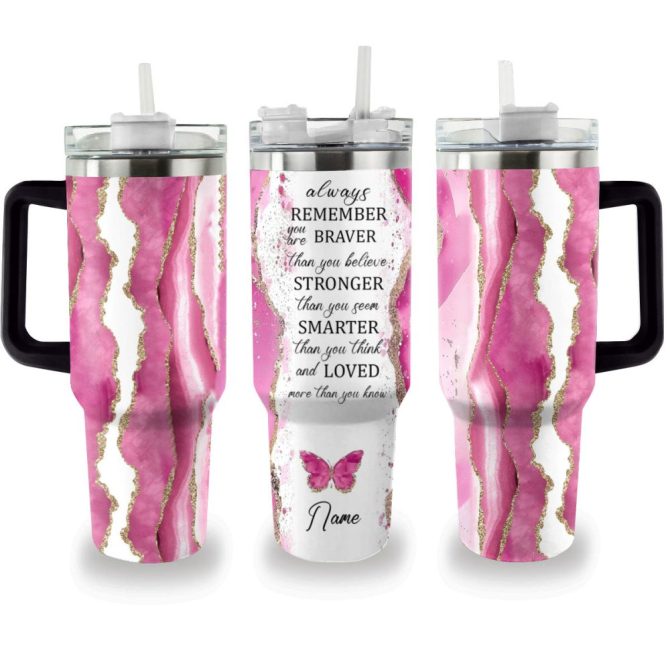 Butterfly Custom Stanley Quencher 40Oz Stainless Steel Tumbler With Handle - Image 7