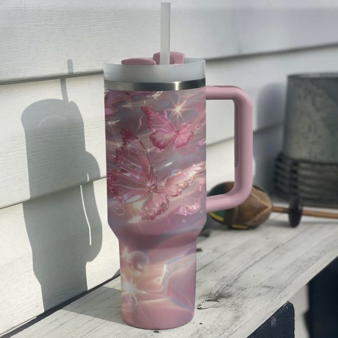 Butterfly Custom Stanley Quencher 40Oz Stainless Steel Tumbler With Handle - Image 6