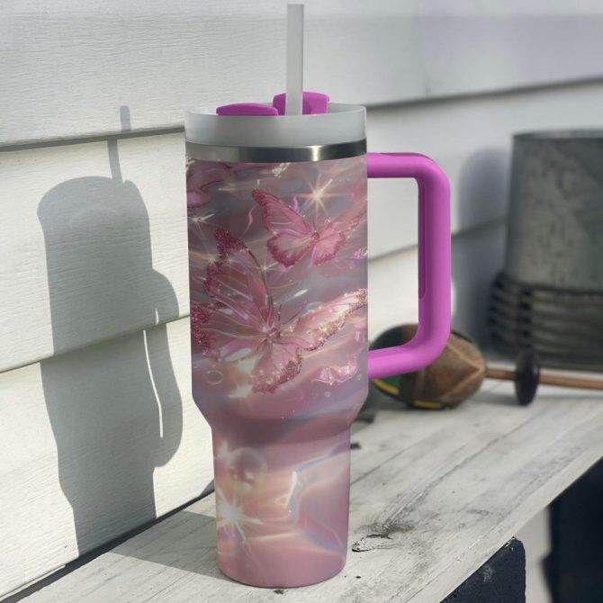 Butterfly Custom Stanley Quencher 40Oz Stainless Steel Tumbler With Handle - Image 7