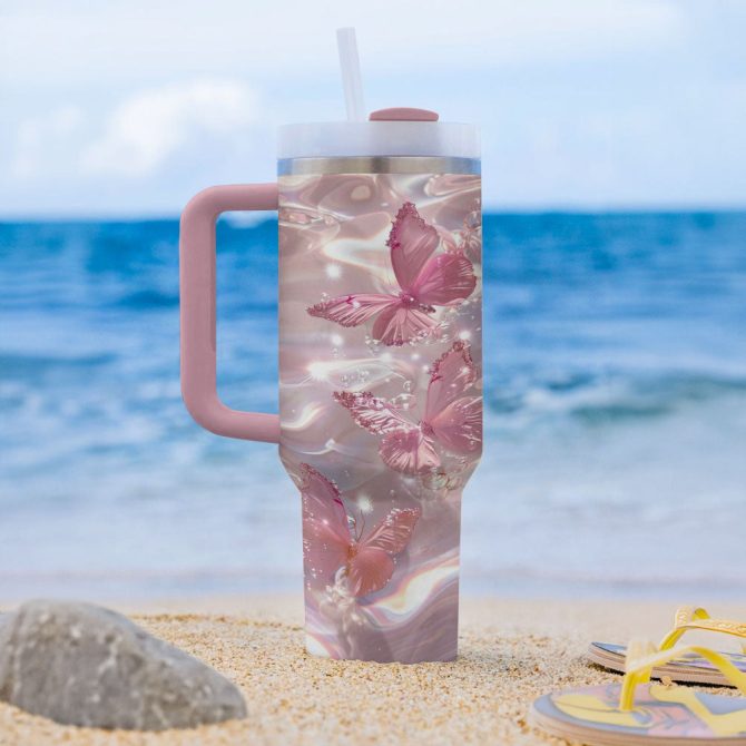 Butterfly Custom Stanley Quencher 40Oz Stainless Steel Tumbler With Handle - Image 3