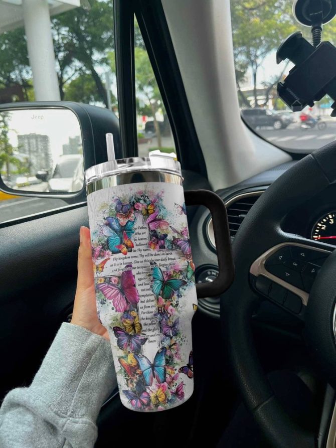 Butterfly Custom Stanley Quencher 40Oz Stainless Steel Tumbler With Handle - Image 2