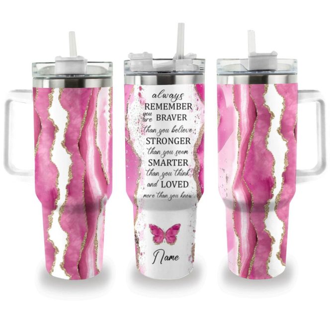 Butterfly Custom Stanley Quencher 40Oz Stainless Steel Tumbler With Handle - Image 8