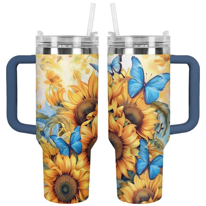 Butterfly Custom Stanley Quencher 40Oz Stainless Steel Tumbler With Handle - Image 8