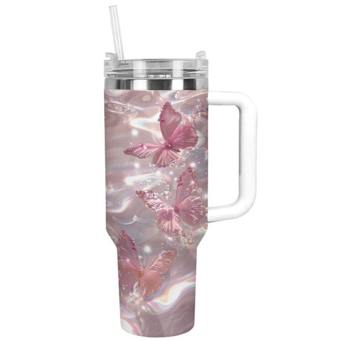 Butterfly Custom Stanley Quencher 40Oz Stainless Steel Tumbler With Handle - Image 8
