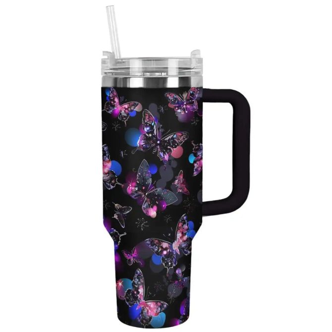 Butterfly Custom Stanley Quencher 40Oz Stainless Steel Tumbler With Handle - Image 2