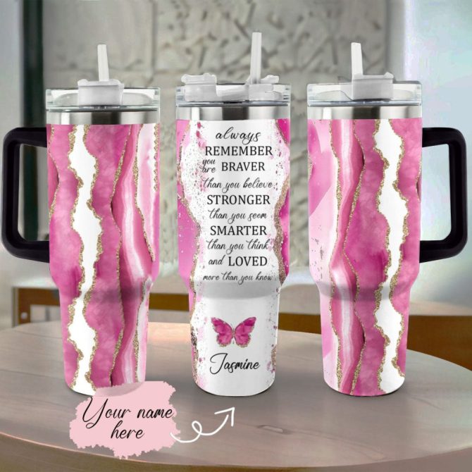 Butterfly Custom Stanley Quencher 40Oz Stainless Steel Tumbler With Handle - Image 2