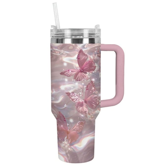Butterfly Custom Stanley Quencher 40Oz Stainless Steel Tumbler With Handle - Image 7