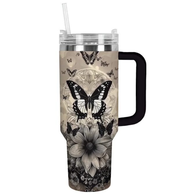 Butterfly Custom Stanley Quencher 40Oz Stainless Steel Tumbler With Handle - Image 7