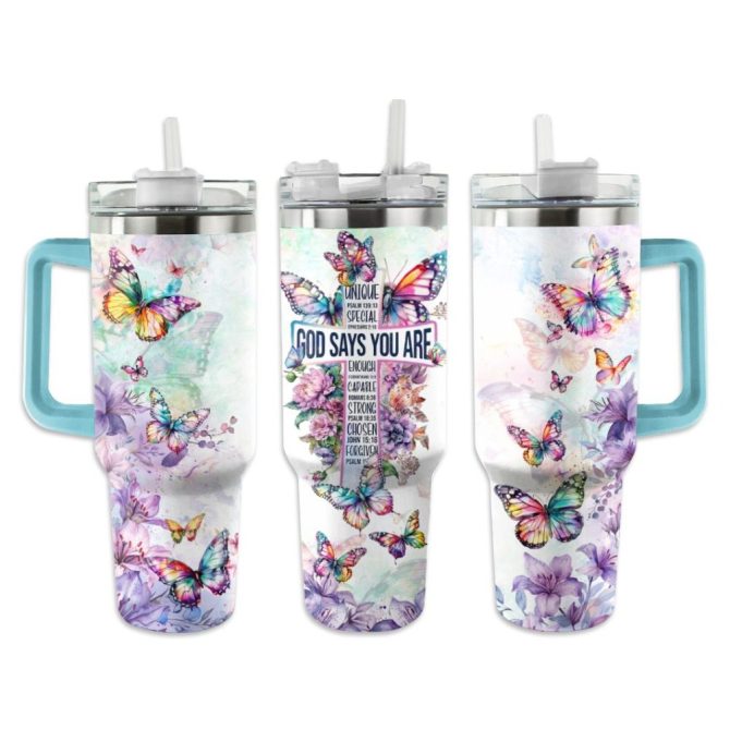 Butterfly Custom Stanley Quencher 40Oz Stainless Steel Tumbler With Handle - Image 8